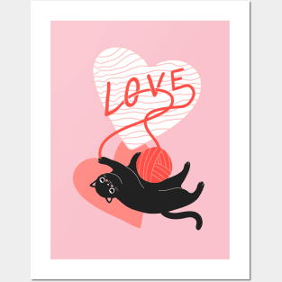 Knitting Love Cat for Cat Lovers Posters and Art